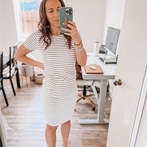 Pinkblush White and Gray Striped Mini Dress